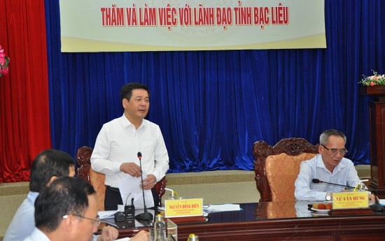 Bộ trưởng Nguyễn Hồng Diên làm việc với lãnh đạo tỉnh Bạc Liêu