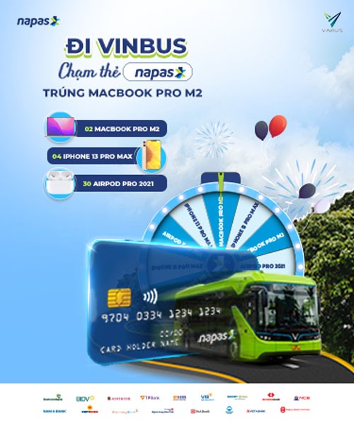 Cơ hội trúng Macbook Pro M2 khi đi xe VinBus thanh toán bằng thẻ Napas