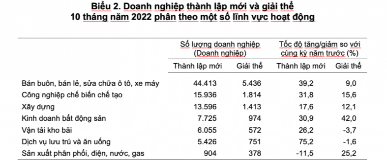 Đâu là lĩnh vực có số doanh nghiệp thành lập mới tăng mạnh nhất?