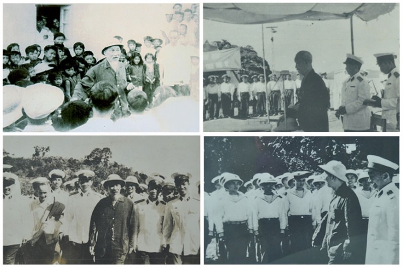Bác Hồ thăm bà con và bộ đội Hải quân trên đảo Vạn Hoa. Ảnh: Tư liệu