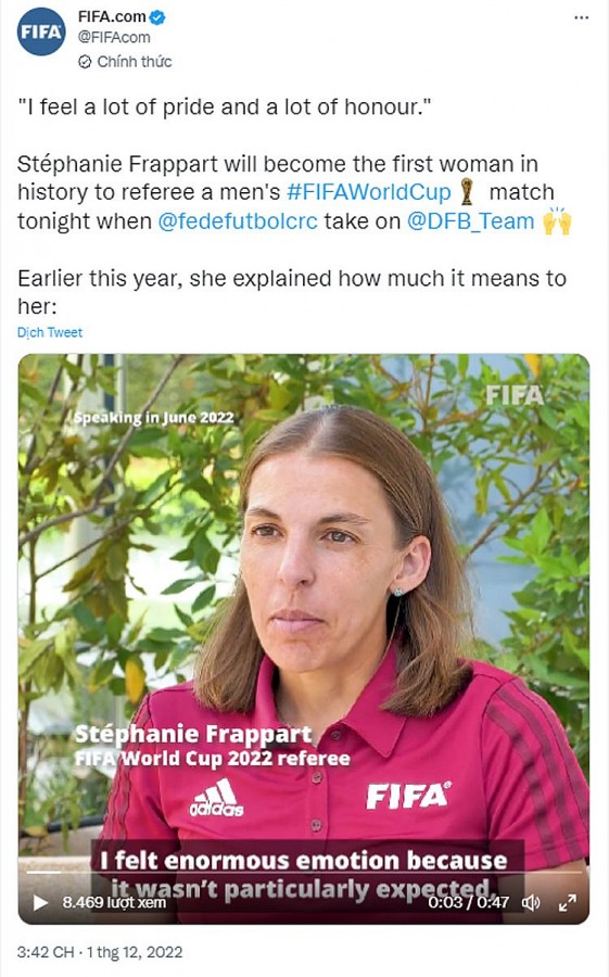 Stéphanie Frappart - Người phụ nữ đầu tiên làm trọng tài tại World Cup nam