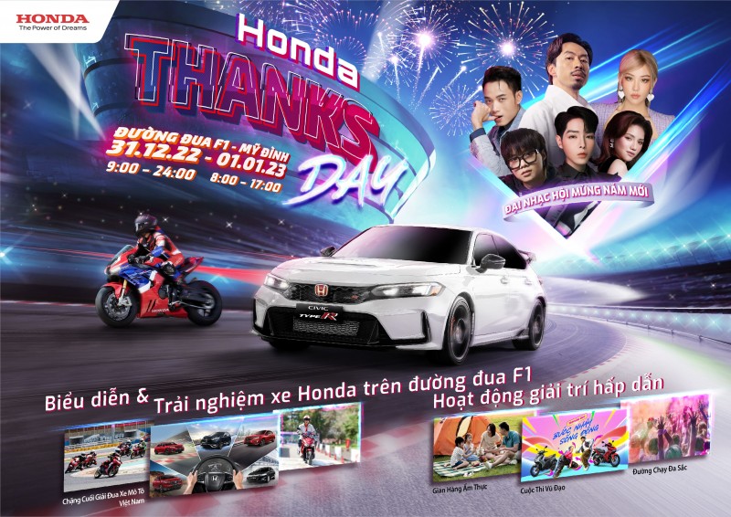 Honda Việt Nam tổ chức đại nhạc hội Honda Thanks Day tại đường đua F1 Mỹ Đình