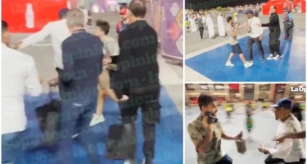 Samuel Eto'o nổi nóng đánh người tại Qatar (Ảnh cắt từ clip)
