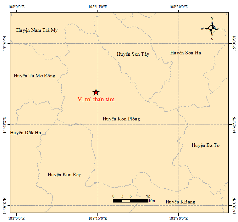 Kon Tum: Tiếp tục ghi nhận 4 trận động đất liên tiếp tại huyện Kon Plông
