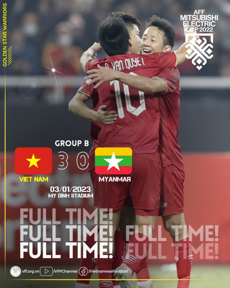 Đội tuyển Việt Nam đứng đầu bảng B, thẳng tiến bán kết AFF Cup 2022