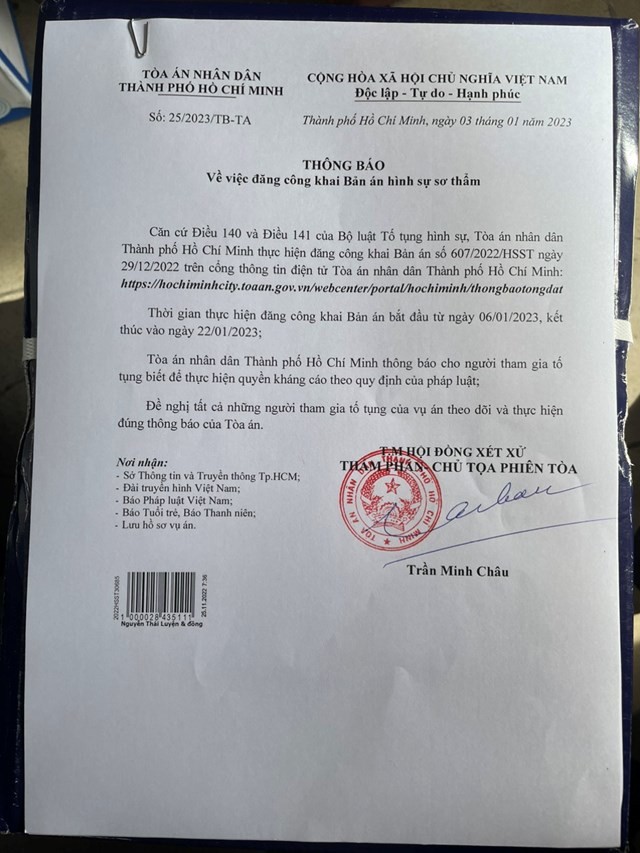 Vụ án Công ty Alibaba: Tòa án Nhân dân TP. Hồ Chí Minh sẽ công khai toàn bộ bản án