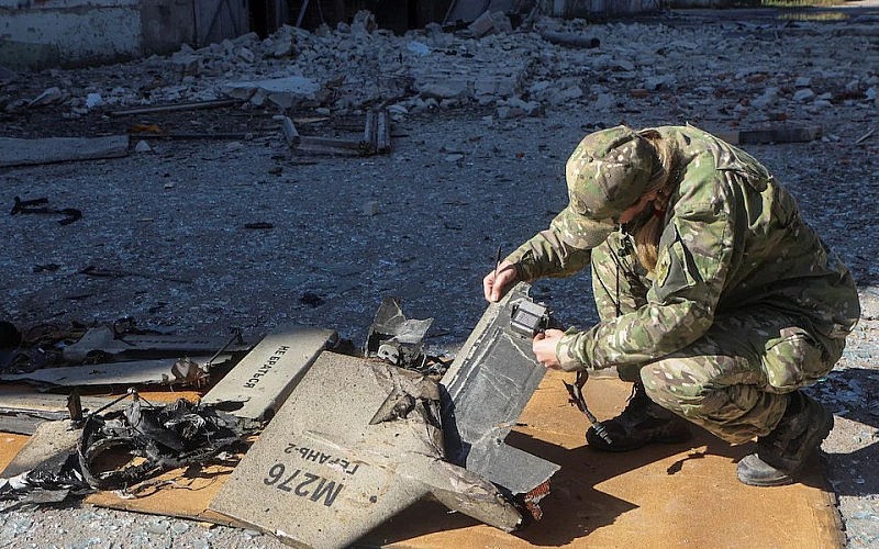 Xác một chiếc UAV cảm tử của Nga bị bắn hạ ở Ukraine.