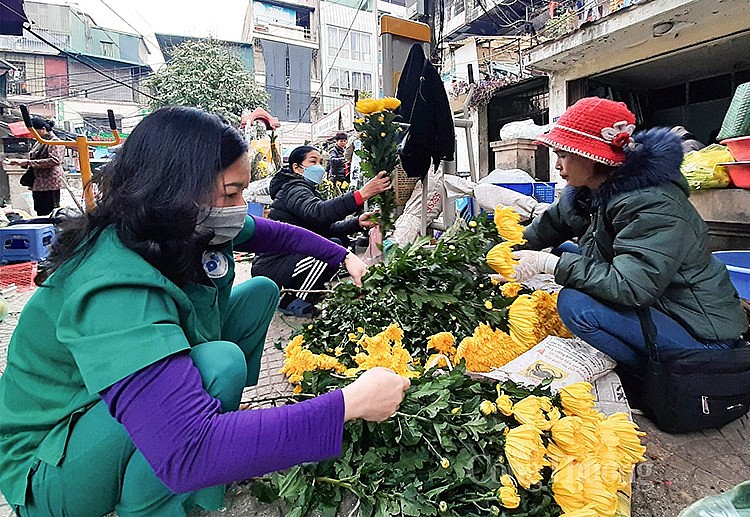 Hoa cúc vàng có giá dao động từ 7.000 - 10.000 đồng/bông tùy chợ