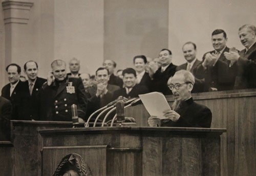 Chủ tịch Hồ Chí Minh phát biểu tại Đại hội lần thứ XXI Đảng Cộng sản Liên Xô, ngày 29-1-1959