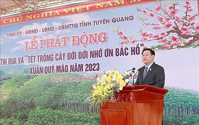 Chủ tịch Quốc hội Vương Đình Huệ phát biểu