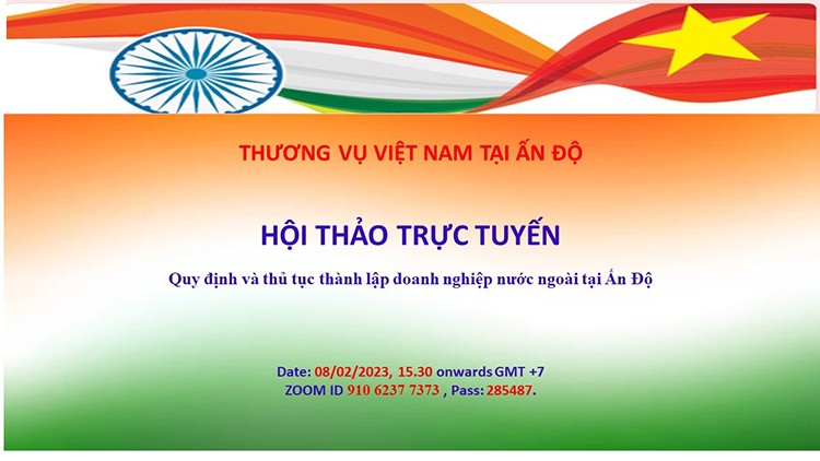 Mời tham dự Webinar về thành lập doanh nghiệp tại Ấn Độ ngày 08/2/2023