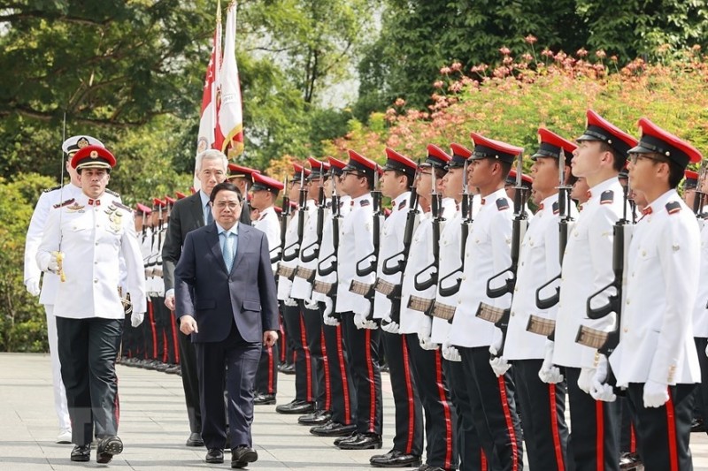 Thủ tướng Singapore đón, hội đàm với Thủ tướng Phạm Minh Chính
