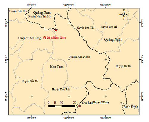 Kon Tum: Trong một ngày xảy ra 5 trận động đất liên tục