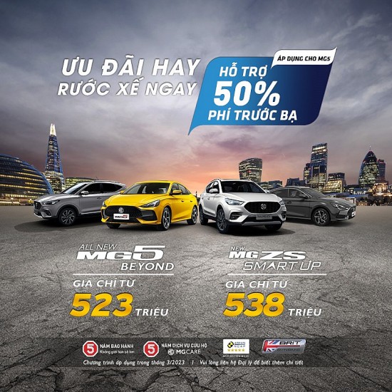MG Việt Nam ưu đãi thuế trước bạ 50% cho khách mua xe trong tháng 3