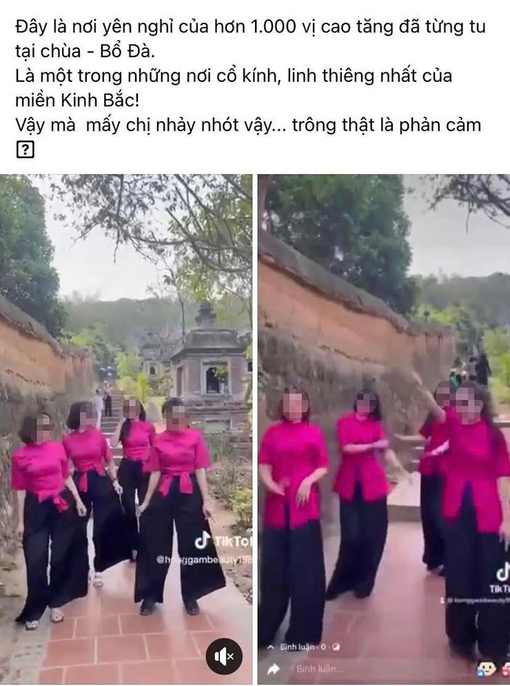 Xôn xao clip 4 cô gái uốn éo, nhảy nhót đăng Tiktok tại chùa Bổ Đà