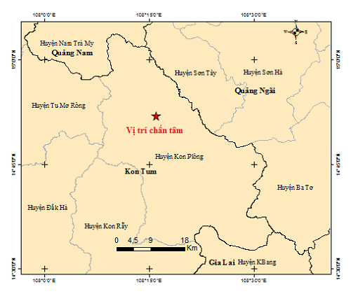 Lại liên tiếp xảy ra động đất tại tỉnh Kon Tum và Quảng Ngãi
