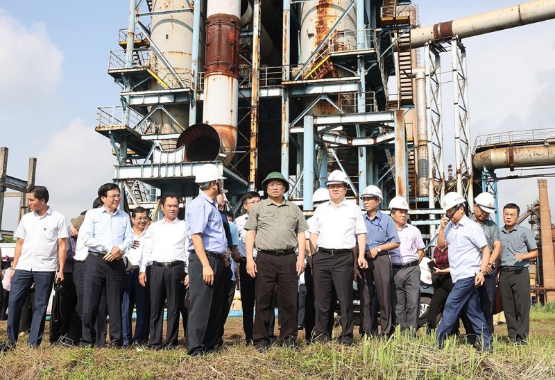 Thủ tướng Chính phủ Phạm Minh Chính cùng đoàn công tác của Chính phủ thị sát, khảo sát thực tế tại khu vực Dự án mở rộng giai đoạn 2 Nhà máy Gang thép Thái Nguyên 31/7/2022