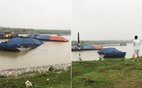 Hưng Yên: Tàu hàng va chạm tàu chở than trên sông Luộc