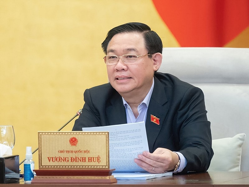 Chủ tịch Quốc hội Vương Đình Huệ phát biểu ý kiến tại phiên họp. Ảnh: Phạm Thắng/QH