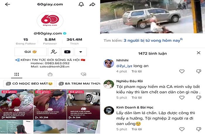 Giao diện tài khoản TikTok 60s.com trên TikTok.