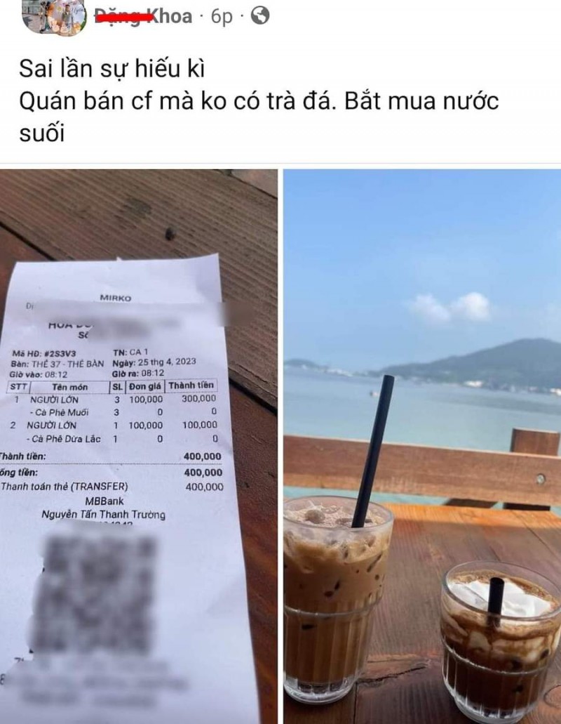 Đà Nẵng: Có hay không việc phản ánh “chặt chém” ly cà phê 100.000 đồng?