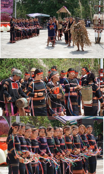 Các tiết mục biểu diễn cồng chiêng, múa xoang do nghệ nhân các địa phương trên địa bàn huyện Phú Thiện trình diễn. Ảnh: Phúc Lâm