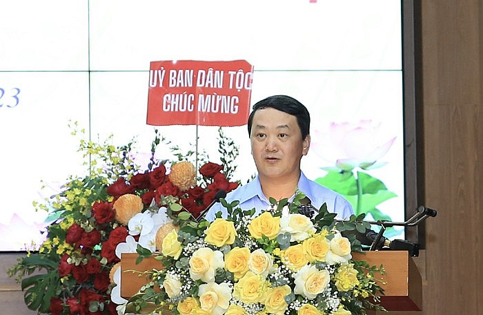 Bộ trưởng, Chủ nhiệm Ủy ban Dân tộc Hầu A Lềnh phát biểu tại Hội nghị