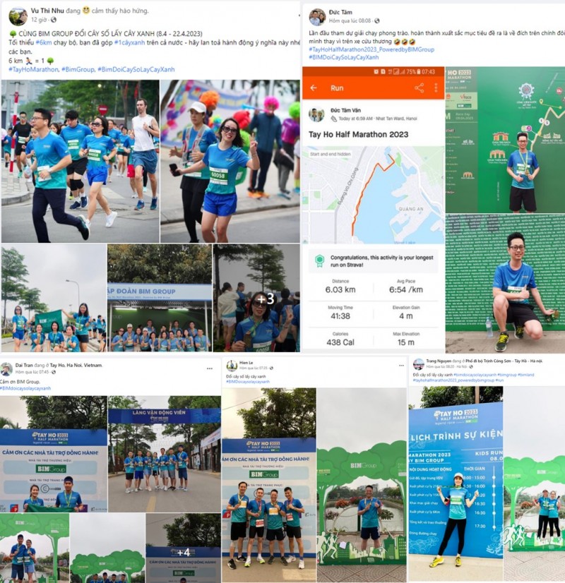 Vận động viên Tay Ho Half Marathon 2023 - Powered by BIM Group hào hứng tham gia “trồng cây” từ chính bước chạy của mình. Ảnh: FBNV.