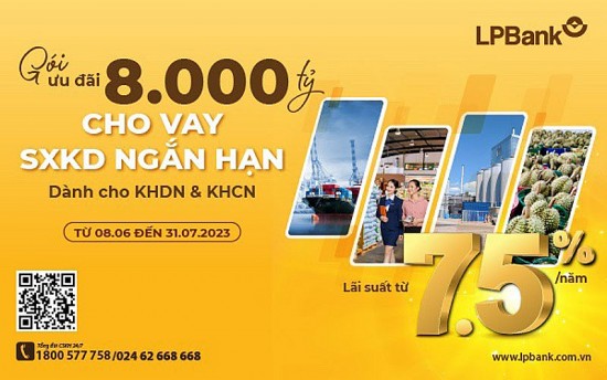 Sau 2 lần hạ lãi suất, LPBank tiếp tục tung gói vay 8.000 tỷ, lãi suất chỉ từ 7,5%/năm