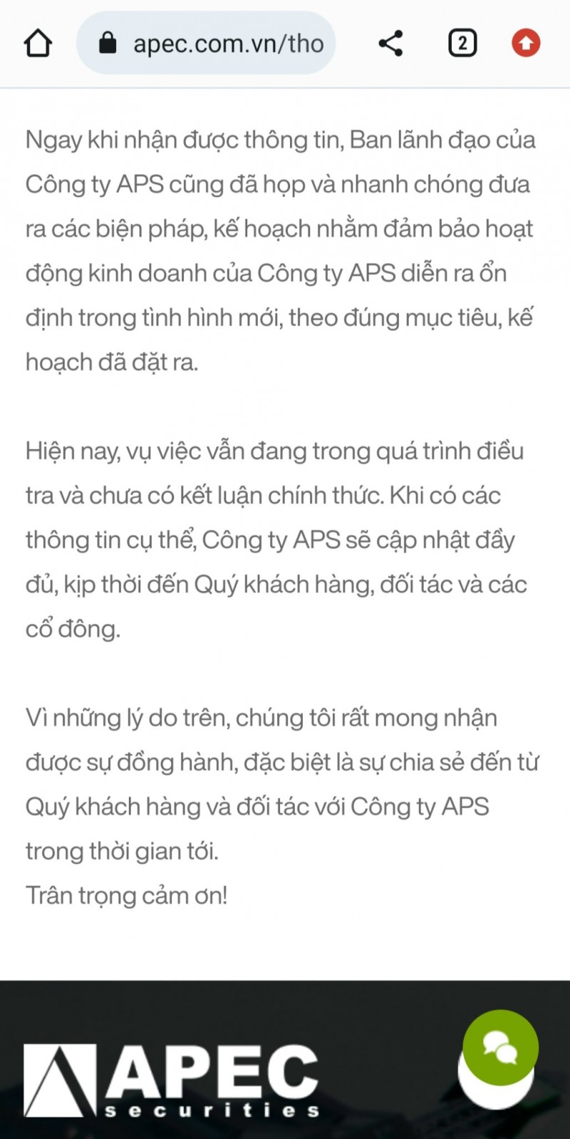 Chứng khoán APEC nói gì về vụ án thao túng thị trường chứng khoán?