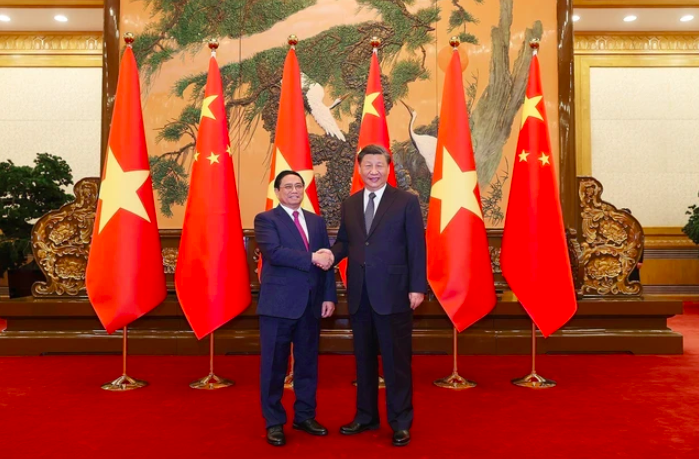 Thủ tướng Phạm Minh Chính và Tổng Bí thư, Chủ tịch nước Trung Quốc Tập Cận Bình. Ảnh: TTXVN