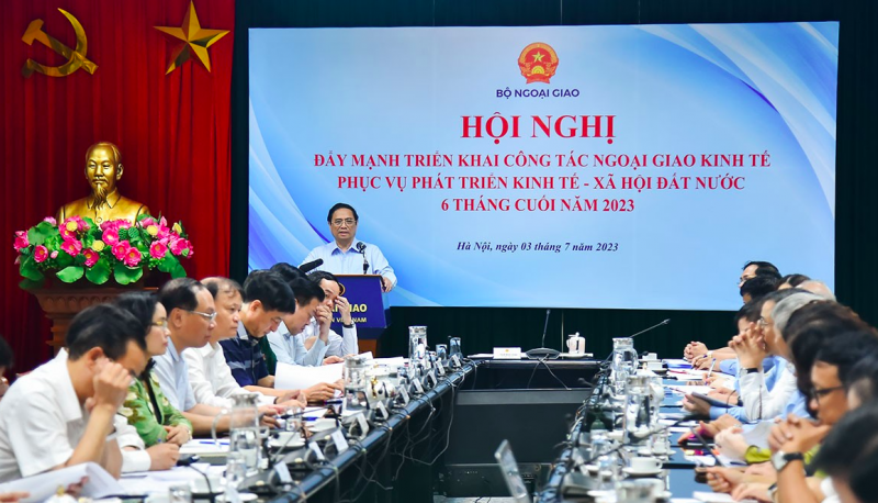 Thủ tướng Phạm Minh Chính chủ trì Hội nghị đẩy mạnh triển khai công tác ngoại giao kinh tế phục vụ phát triển kinh tế - xã hội đất nước 6 tháng cuối năm 2023