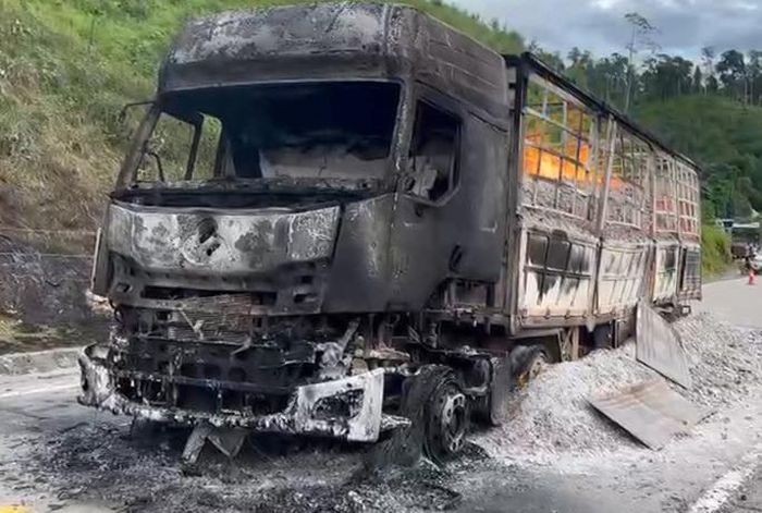 Xe tải chở hơn 15 tấn than bốc cháy trên đường Hồ Chí Minh