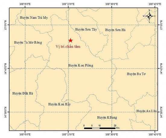 Ngày 7/7, liên tiếp 10 trận động đất xảy ra tại Kom Tum và Quảng Ngãi