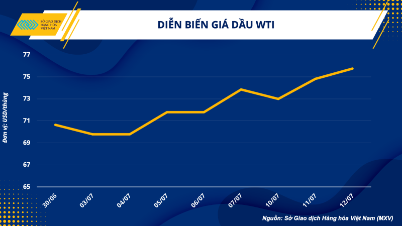 Thị trường hàng hoá hôm nay ngày 13/7/2023: Giá dầu WTI tăng lên 75,75 USD; USD giảm, giá kim loại bật tăng