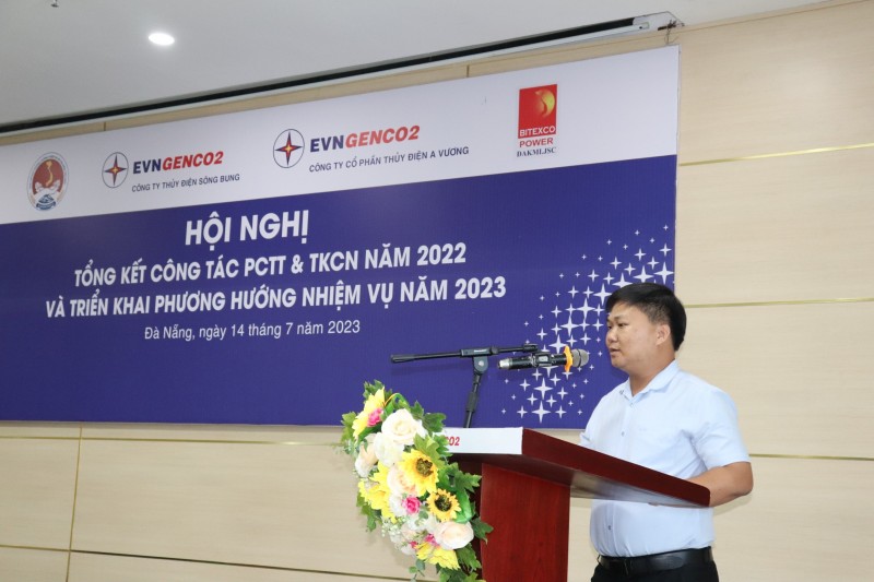 Ông Nguyễn Ngọc Khải – Phó Chánh văn phòng Ban chỉ huy PCTT&TKCN tỉnh Quảng Nam phát biểu tại Hội nghị