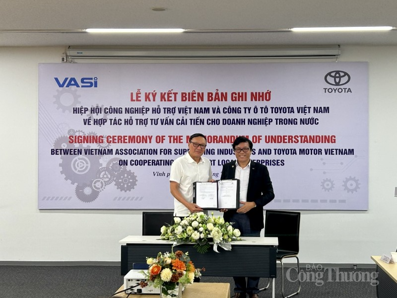 lễ ký kết biên bản ghi nhớ và khởi động chương trình hỗ trợ, tư vấn cải tiến doanh nghiệp công nghiệp hỗ trợ được Toyota Việt Nam (TMV) và Hiệp hội Công nghiệp hỗ trợ Việt Nam (VASI)