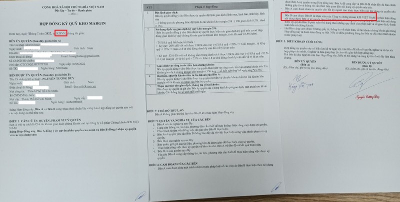 Nhân viên Công ty Chứng khoán KIS Việt Nam tự ý ký hợp đồng cho khách vay kho margin ngoài?