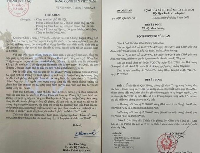 Bí thư Thành ủy Hà Nội và Bộ Công an khen lực lượng phá án vụ người xe ôm bị sát hại
