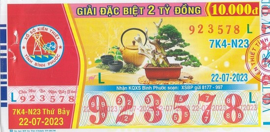 XSBP 22/7 | Kết quả xổ số Bình Phước hôm nay 22/7/2023 | xổ số Bình Phước ngày 22 tháng 7