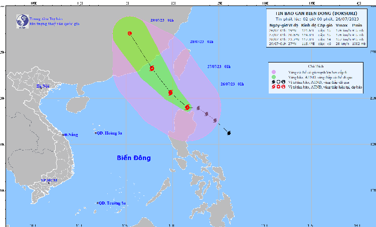 Siêu bão Doksuri ảnh hưởng đến vùng biển nhiều địa phương