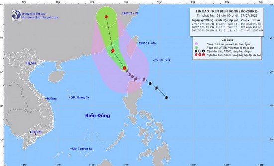 Bão số 2, siêu bão Doksuri đã vào Biển Đông gió giật cấp 17, cột sóng cao 10m
