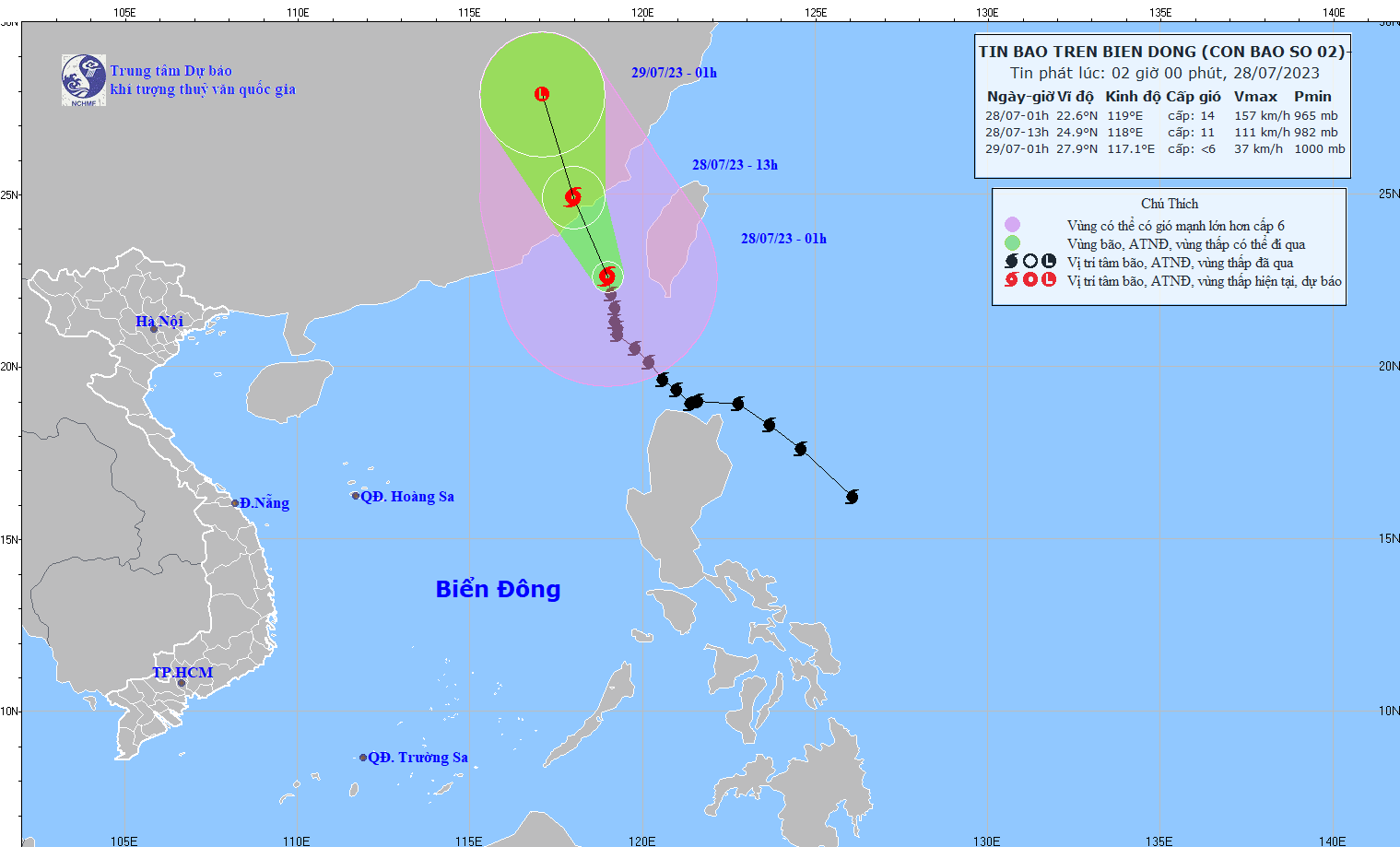 Tin bão số 2, siêu bão Doksuri ở Biển Đông