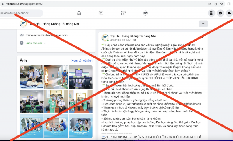 Sử dụng hình ảnh trái phép của Vietnam Airlines để lừa đảo chiếm đoạt tài sản