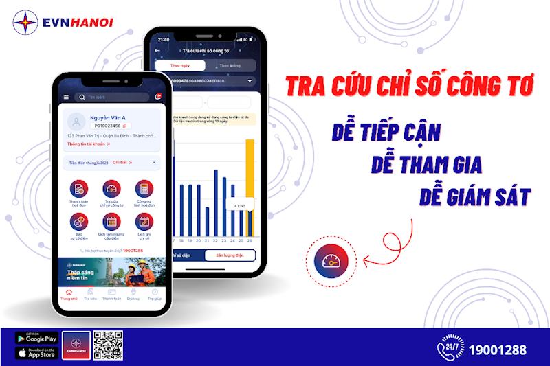 Tra cứu lượng điện tiêu thụ trên app EVNHANOI