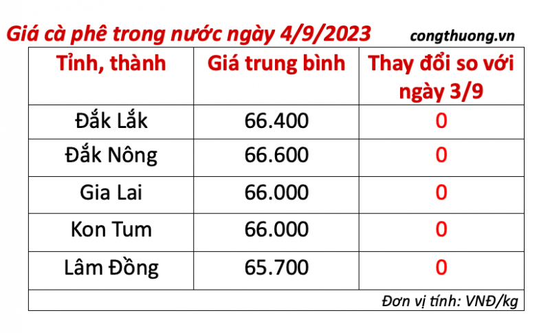 Giá cà phê hôm nay, ngày 4/9/2023: Giá cà phê trong nước