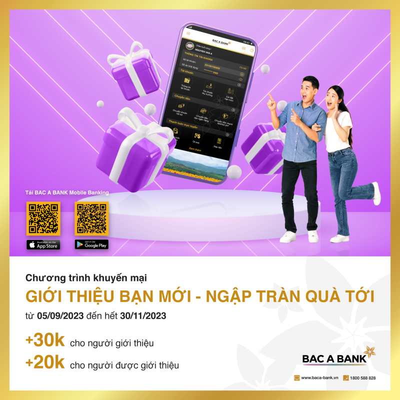 Mở tài khoản ngân hàng bằng định danh điện tử (eKYC) trên Bac A Bank mobile banking.