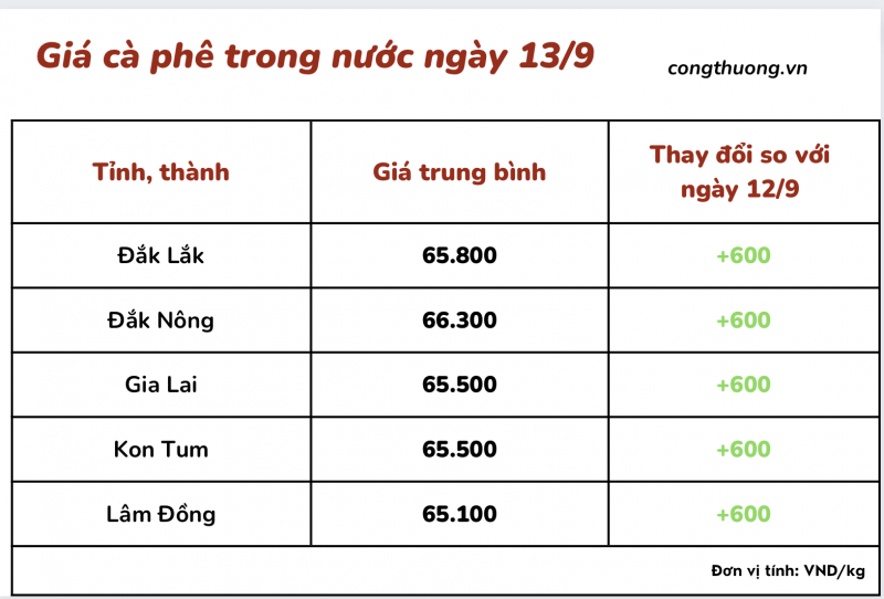 Giá cà phê 13/9, giá cà phê trong nước ngày 13/9/2023