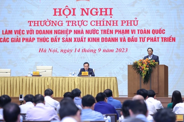 Thủ tướng Phạm Minh Chính chủ trì Hội nghị của Thường trực Chính phủ làm việc với doanh nghiệp Nhà nước về các giải pháp thúc đẩy sản xuất kinh doanh và đầu tư phát triển