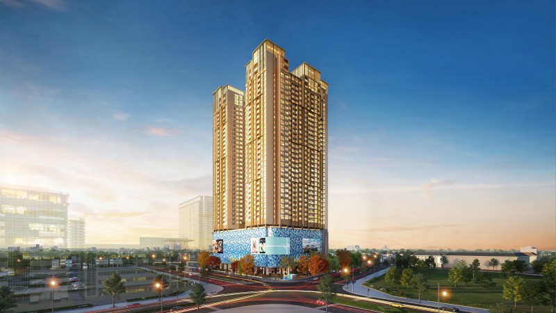 Phối cảnh tổ hợp căn hộ cao cấp The Diamond Residence,  tọa lạc tại ngã tư Lê Văn Lương và Hoàng Đạo Thúy, Hà Nội